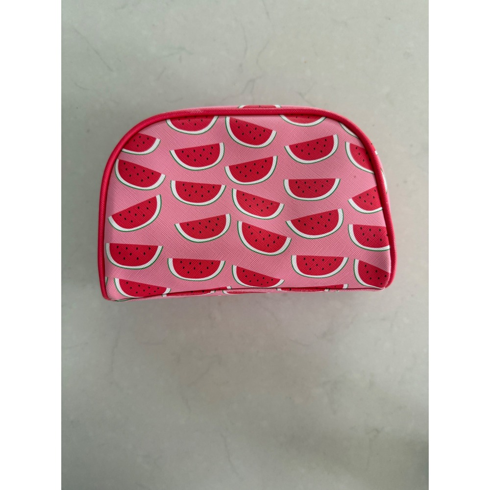 Dabney Lee Pink Watermelon Print Cosmetic Makeup Bag Travel Pouch Gold Zipper - Picture 5 of 5